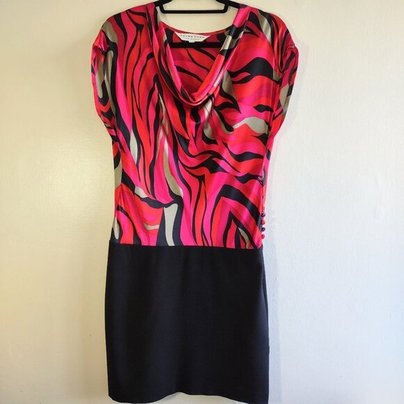 Trina Turk Retro Chic Silk Dress Y2K Mod Disco Funky Groovy Boho  Women Size 6 - Picture 1 of 7